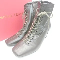 ■ Oriental Traffic レースアップ カジュアル 綺麗め シンプル ショート ブーツ サイズM ブラウン レディース E  【1306140015263】