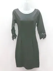 ◇ FEIMAN レース バックファスナー オケージョン 韓国ブランド 七分袖 ひざ丈 ワンピース サイズS ブラック レディース E  【1306140015102】