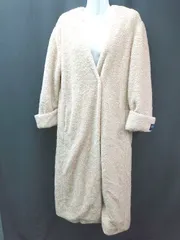 □ CIAOPANIC TYPY 裏地あり ロング丈 ノーカラー ロールアップ 長袖 ボアコート サイズONE ピンク レディース E  【1306140014952】