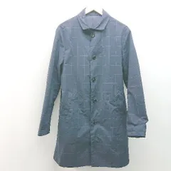 ◇ THE SHOP TK 格子柄 裏地あり フロントボタン 長袖 コート サイズXL ネイビー系 メンズ E 【1306140014938】