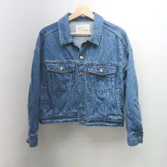 ◇ mysty woman コットン100% デニム生地 カジュアル フロントボタン 長袖 ジャケット サイズF ブルー レディース E  【1306140016017】