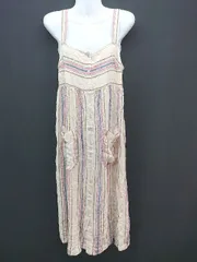 ◇ ZARA ザラ ストライプ柄 シンプル 薄手 大人っぽい 涼しげ - ロング ワンピース サイズS ベージュ系 レディース E  【1306140015997】