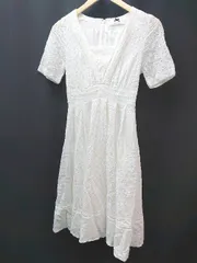 ◇ Supreme.La.La. ウエストマーク 裏地 花柄 涼しい かわいい 半袖 ロング丈 ワンピース サイズM ホワイト レディース E  【1306140017175】