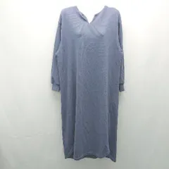 ◇ earthmusic&ecology ニット生地 綺麗め 大人 ロング丈 ワンピース サイズF ブルー系 レディース E  【1306140019544】