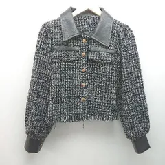 ◇ JUNOAH ジュノア 綺麗め 上品 大人な雰囲気 長袖 ジャケット サイズL ブラック レディース E  【1306140021080】