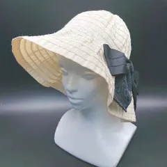 ◇ anatelier アナトリエ 光沢感 切り返し リボン 薄手 シンプル クロッシェハット クリーム系 表記なし レディース E  【1306140022957】