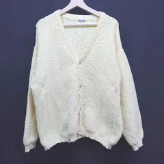 ◇ JOURNAL STANDARD relume Vネック ボタン ケーブル 起毛 シンプル 長袖 カーディガン サイズL イエロー系 レディース E  【1306140023428】