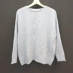 ◇ AMERICANHOLIC アメリカンホリック 生地厚手 無地 長袖 ニット サイズL ライトブルー系 レディース E  【1306140024456】