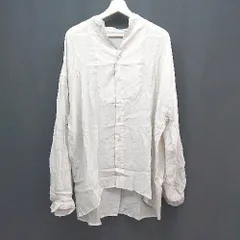 ◇ SELECT MOCA シアー素材 ノーカラー 袖タック ボタン 長袖 シャツ サイズF ライトグレー レディース メンズ E 【1306140025644】