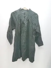 ◇ GRL グレイル V字切り替え ポリエステル100％ ガーリー 光沢感 長袖 ミニ ワンピース サイズF ブラック レディース E  【1306140025552】