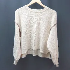 ◇ apres jour アプレジュール ゆったりめ かわいい スリット アクリル100％ 長袖 ニット サイズLL ベージュ レディース E  【1306140024852】