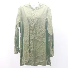 ◇ journal standard スタンドカラー カジュアル カーキ シンプル サイドスリット 長袖 シャツ サイズM グリーン メンズ E  【1306140029178】