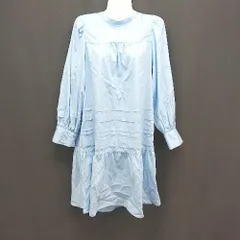 ◇ ciaopanic スタンドカラー チュニック ボリューム 爽やか 長袖 ロング丈 ワンピース サイズFREE ブルー レディース E  【1306140028782】