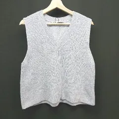 ◇ ZARA ザラ Vネック シンプル ニット レイヤード カジュアル ふんわり ベスト サイズL ブルー レディース E  【1306140028300】