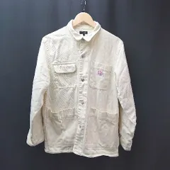 ◇ ZIP FIVE ×KANGOL フロントボタン ポケット ロゴ デニム 長袖 シャツ ジャケット サイズM クリーム系 レディース E  【1306140029659】