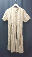 ◇ CRAFT STANDARD BOUTIQUE ストライプ柄 おしゃれ ティアード 半袖 ロング ワンピース サイズF イエロー系 レディース E  【1306140029611】