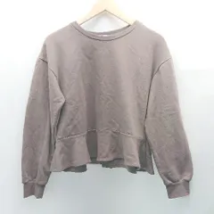 ◇ ZARA ザラ クルーネック 裏起毛 フリル シンプル 長袖 トレーナー カットソー サイズUSA S ブラウン レディース E  【1306140029543】