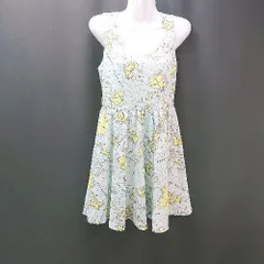 ◇ JILL STUART 地図柄 バックジップ ウエスト切替 ノースリーブ 膝丈 ワンピース サイズS ライトブルー レディース E  【1306140031324】