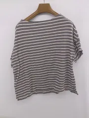◇ nano universe ボートネック ボーダー 半袖 Tシャツ カットソー サイズ F チャコールグレー ホワイト レディース P  【1306160000607】