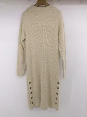 ◇ ROPE PICNIC 裾ボタン ハイゲージ モックネック ニット 長袖 膝下丈 ワンピース サイズ 38 ベージュ レディース P  【1306160001284】