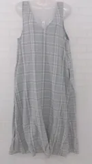 ◇ merlot メルロー チェック Vネック ノースリーブ 膝下丈 ジャンパースカート サイズF グレー マルチ レディース P  【1306160001703】