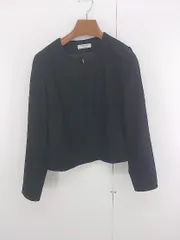 ◇ OFUON オフオン シンプル 大人女子 綺麗め 長袖 ジップアップ ノーカラー ジャケット サイズ38 ブラック レディース P  【1306160005183】のサムネイル