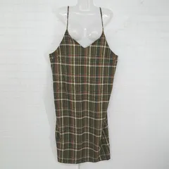 ◇ LAVEANGE チェック 大人かわいい 大きいサイズ キャミソール ロング ワンピース サイズ4L カーキ ブラウン レディース P  【1306160008511】