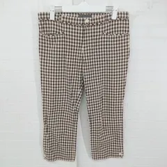 ◇ HUMAN WOMAN ヒューマンウーマン チェック 7分丈 パンツ サイズL ブラウン ベージュ系 レディース P  【1306160008290】