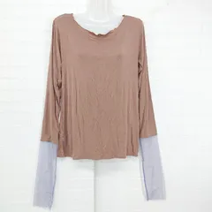 ◇ niko and studio CLIP チュール ドッキング 長袖 Tシャツ カットソー サイズL ブラウン パープル系 レディース P  【1306160008221】