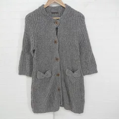 ◇ non-sens ノンサンス リブ編み ラメ 長袖 ニット カーディガン サイズF グレー レディース P  【1306160008115】