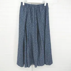 ◇ AMERICAN HOLIC 総柄 ウエストゴム 大人かわいい ロング フレア スカート サイズF ブルー ブラック レディース P  【1306160008627】