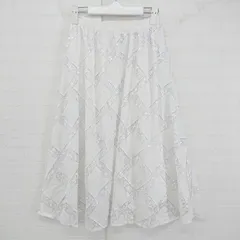 ◇ WILLSELECTION レース 大人女子 綺麗め ウエストゴム ロング フレア スカート サイズM ホワイト レディース P  【1306160009365】