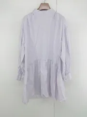 ◇ LOWRYS FARM スタンドカラー シンプル 大人かわいい 長袖 膝丈 ワンピース サイズF ラベンダー レディース P  【1306160009303】