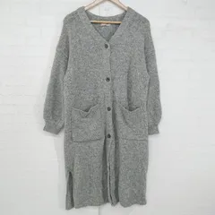 ◇ Samansa Mos2 サマンサ モスモス ウール混 ロング丈 長袖 ニット カーディガン サイズF グレー系 レディース P  【1306160011429】