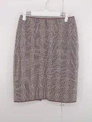 ◇ ROPE PICNIC ロペピクニック チェック ジップアップ 膝下丈 タイト スカート サイズ40 ブラウン系 マルチ レディース P  【1306160011801】