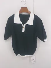 ◇ ◎ ●未使用● classicalelf タグ付き バイカラー 半袖 リブニット カットソー サイズXL ブラック レディース P  【1306160012372】