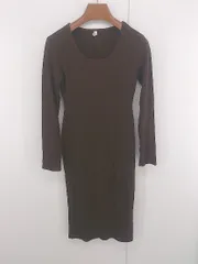 ◇ ROYAL PARTY バックスリット タイト 長袖 膝丈 リブニット ワンピース サイズＦ ブラウン レディース P  【1306160012297】