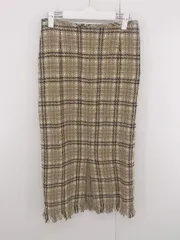 ◇ green label relaxing タータンチェック バックジップ ロング タイト スカート サイズ36 ベージュ マルチ レディース P  【1306160012143】