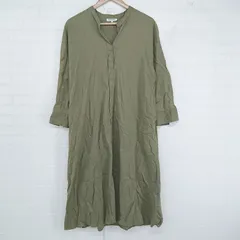 ◇ NATURAL BEAUTY BASIC 大人女子 抜け感 長袖 ロング シャツ ワンピース サイズS カーキ レディース P  【1306160013171】