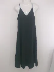 ◇ JUNOAH ジュノア リネン混 大人女子 シンプル キャミソール ロング マキシ ワンピース ブラック レディース P  【1306160012884】