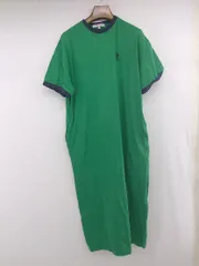 ◇ U.S.POLO ASSN ワンポイント 刺繍 ゆったり 半袖 ロング ワンピース サイズF グリーン レディース P  【1306160013690】