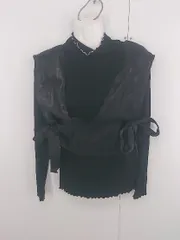 ◇ Ade レイヤード ベスト メロウ リブニット トップス アンサンブル ブラック レディース P  【1306160016424】