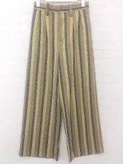 ◇ JEANASIS ジーナシス ラメ ストライプ ワイド パンツ サイズF ゴールド ブラウン マルチ レディース P  【1306160017414】
