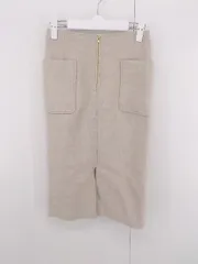 ◇ BABYLONE ウール フロントジップ スリット 秋冬 膝下丈 タイト タイト スカート サイズ34 ベージュ レディース P  【1306160017230】のサムネイル