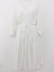 ◇ ◎ CIAOPANIC チャオパニック シンプル キーネック 長袖 膝下丈 ワンピース オフホワイト系 レディース P  【1306160018343】