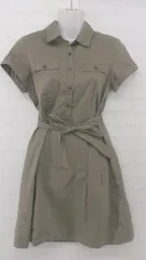 ◇ ◎ NATURAL BEAUTY BASIC リボン 大人女子 半袖 ミニ ワンピース サイズS カーキ レディース P  【1306160017988】