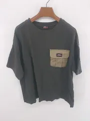 ◇ Dickies ディッキーズ 胸ポケット 五分袖 Tシャツ カットソー サイズM チャコールグレー ベージュ系 レディース E  【1306160020735】