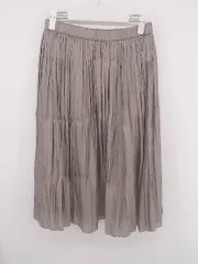 ◇ green label relaxing UNITED ARROWS サテン調 膝下丈 ギャザー スカート サイズ38 ベージュ系 レディース E  【1306160020537】