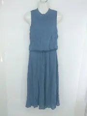 ◇ OLIVE des OLIVE スタンドカラー 涼しげ ノースリーブ マキシ ワンピース サイズM サックスブルー系 レディース E  【1306160020445】