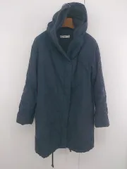 ◇ MERVEILLE H. メルベイユアッシュ 中綿 ジップアップ 長袖 フーディー ロング コート ネイビー レディース E  【1306160021893】